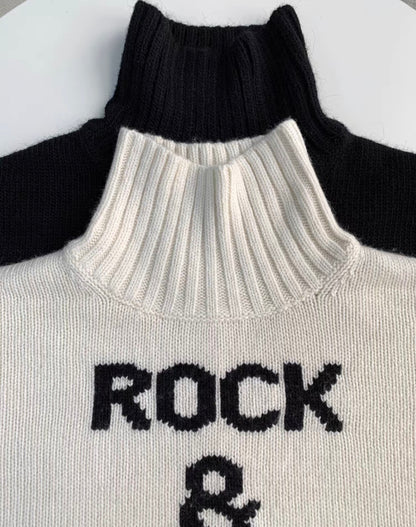 Rock & Roll Rollkragenpullover aus 100% Wolle