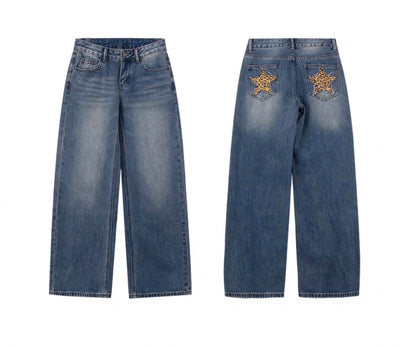 Vintage Retro-Jeans mit Leopardenmuster